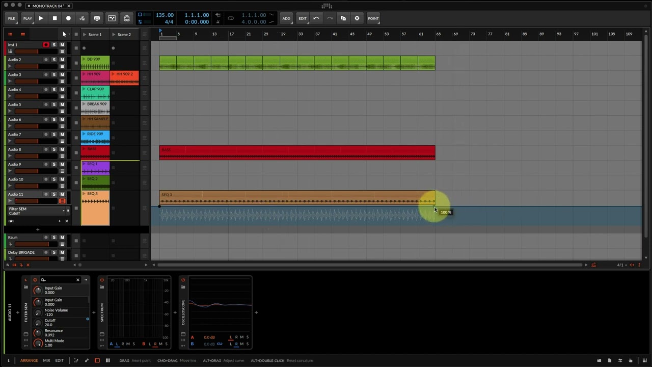 TUTORIAL Bitwig Studio arreglo y mezcla de un tema techno